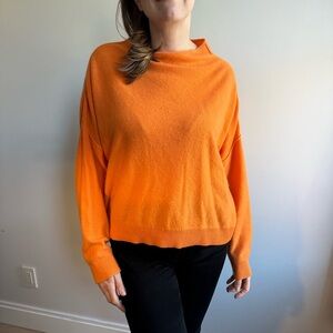 100% Cashmere Anthropologie Orange Boatneck Sweater